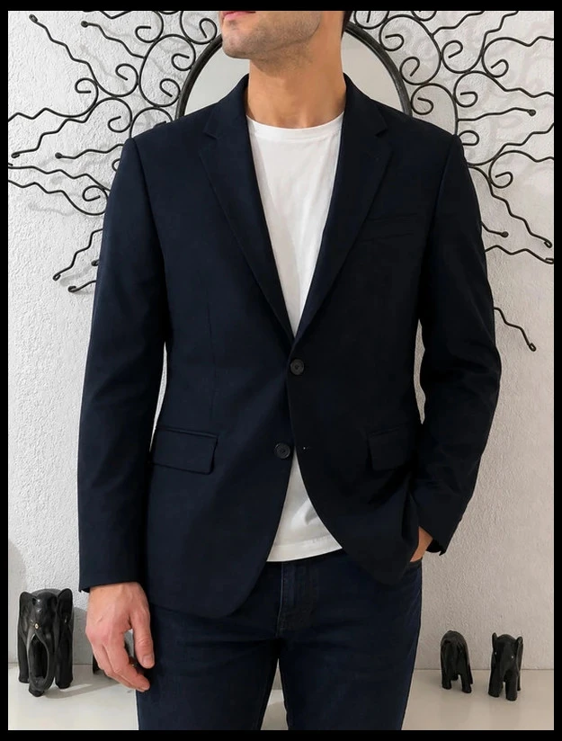 Sandro marine jas blazer 99% nieuwe wol slim man T48 M – photo 8
